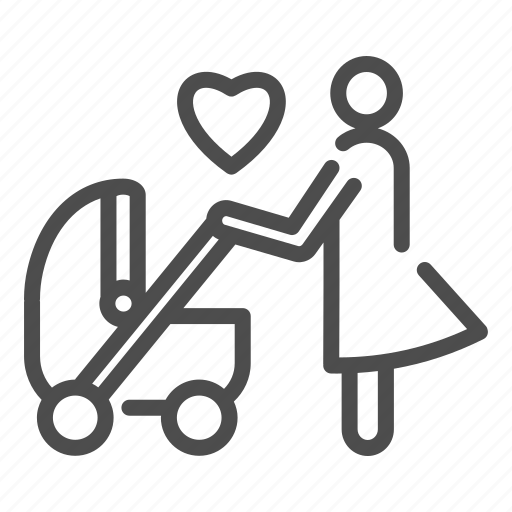 Pram, mother, mom, woman, heart icon - Download on Iconfinder
