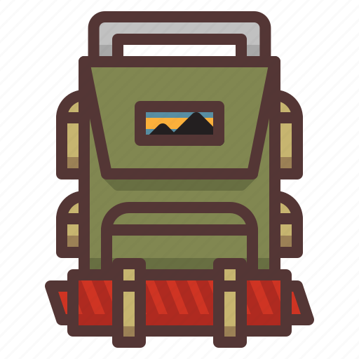 Backpack, backpacking, camp, fire, hiking, mountaineering, outdoors icon - Download on Iconfinder