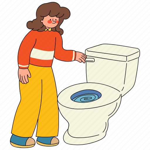 Flushing, toilet, hygiene, woman, bathroom, lavatory, cleaning icon - Download on Iconfinder