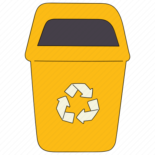 Recycle bin, bin, recycle, garbage bin, trash management, cleaning, yellow bin icon - Download on Iconfinder