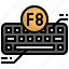 f8, function, keyboard, button, computer, hardware, tool 
