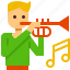 kid, boy, music, trumpet, instrument 