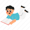 happy, boy, reading, book, study, kid, student, education, lecture