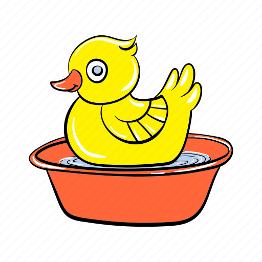 Cartoon, duck, orange, plastic, rubber, toy, yellow icon - Download on Iconfinder