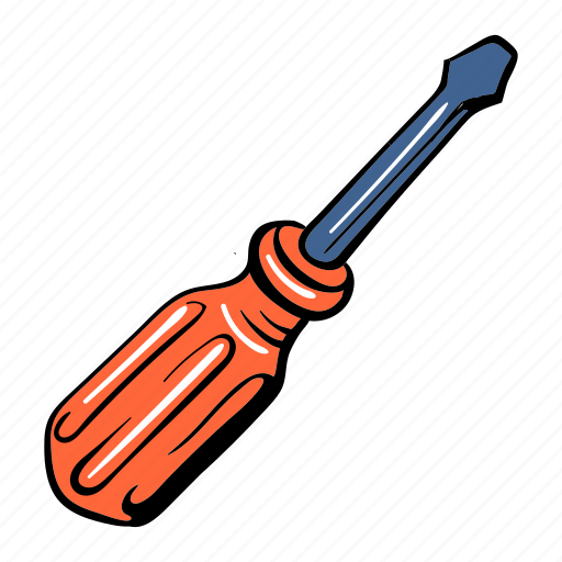 Cartoon, construction, equipment, industry, repair, screwdriver, tool icon - Download on Iconfinder