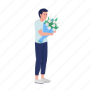 man with bouquet, boy with flowers, present, dating 