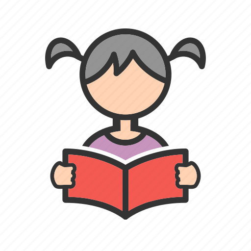 Book, child, cute, education, girl, reading, student icon - Download on Iconfinder
