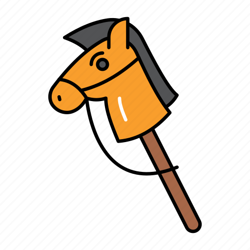 Childhood, kid, playing, horse stick, toy, hobby horse, wooden horse icon - Download on Iconfinder