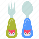 kids, cutlery, fork, spoon, eating, tools, colorful