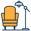 armchair, chair, furniture, home, lamp
