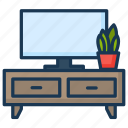 commode, furnishing, furniture, screen, television, tv