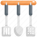 cooking, equipment, hanging, kitchen, kitchenware, spatula, spatulas 