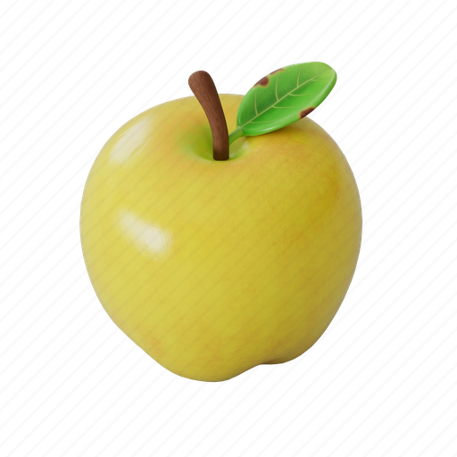 Apple, yellow, fruit, food 3D illustration - Download on Iconfinder