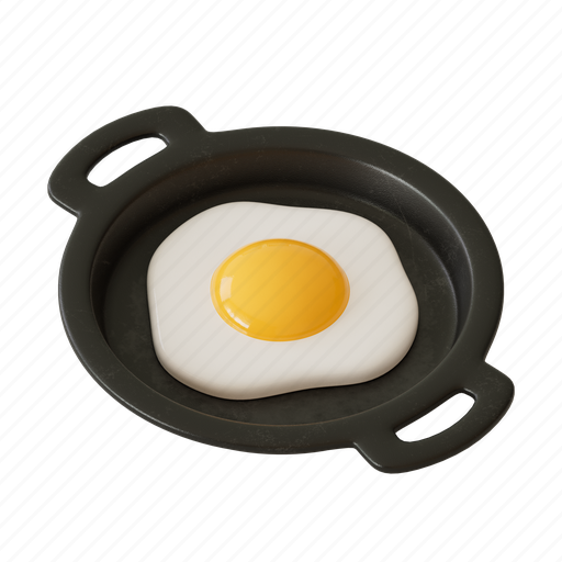 Fried, egg, pan, food, cooking 3D illustration - Download on Iconfinder