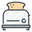 appliance, bread, cook, eat, household, kitchen, toaster 