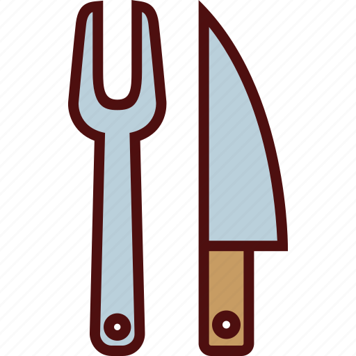 Carving, cut, fork, kitchen, knife, meat, tool icon - Download on Iconfinder
