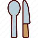 clutery, eating, fork, knife, set, utensil