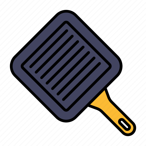 Non stick, square shaped, frying pan, grill, wooden handle, kitchen, utensils icon - Download on Iconfinder