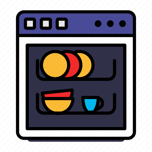Electric, dishwasher, stove, plates, crockery, appliance icon - Download on Iconfinder