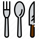 food, fork, kitchen, knife, restaurant, spoon, steak