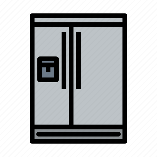Door, refrigerator, kitchen, freezer, appliance, fridge, lineart icon - Download on Iconfinder