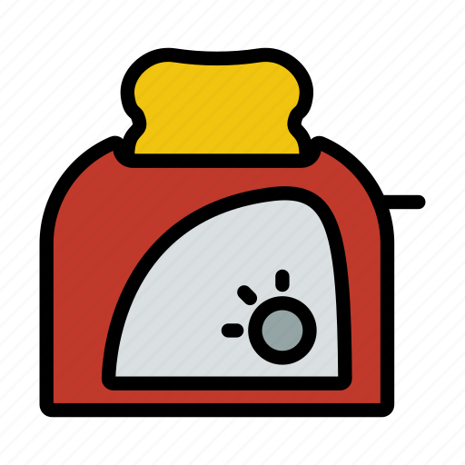 Toaster, appliance, kitchen, utensil, food, toast, lineart icon - Download on Iconfinder