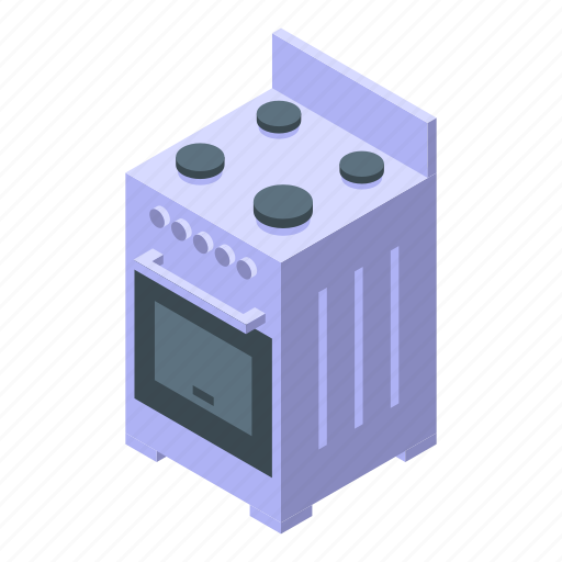 Kitchen, electric, cook, stove, isometric icon - Download on Iconfinder