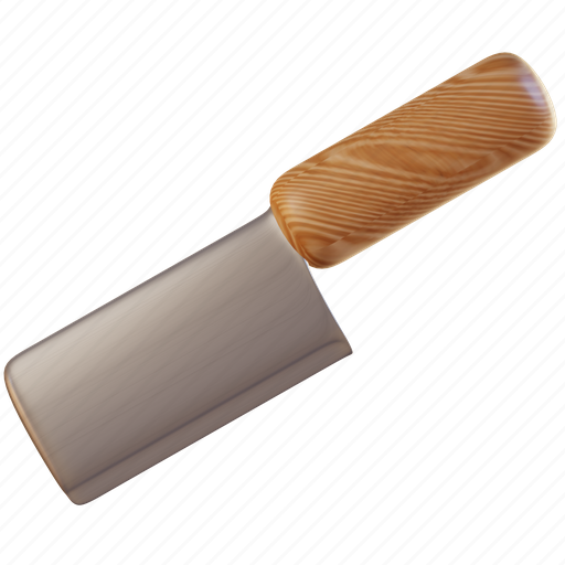 Meat knife, metal, kitchen, cook, wood, steel, dinner 3D illustration - Download on Iconfinder