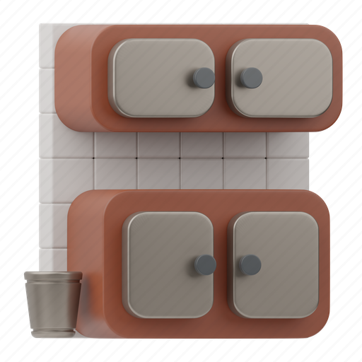 Cabinets, kitchen 3D illustration - Download on Iconfinder