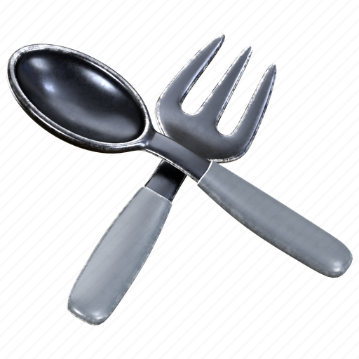 Dine, silverware, restaurant, serving, fork, spoon, tableware 3D illustration - Download on Iconfinder