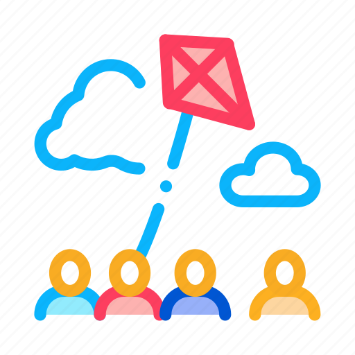 Crowded, flying, kite, place, tool, toy, wind icon - Download on Iconfinder