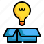 box, think, bulb, out, education, learning, knowledge 