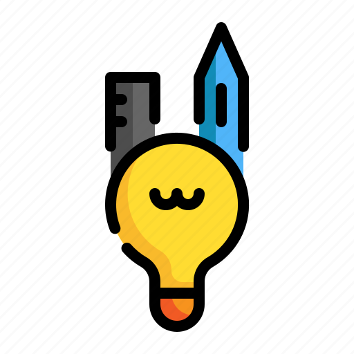 Pencil, ruler, bulb, creative, knowledge, education icon - Download on Iconfinder