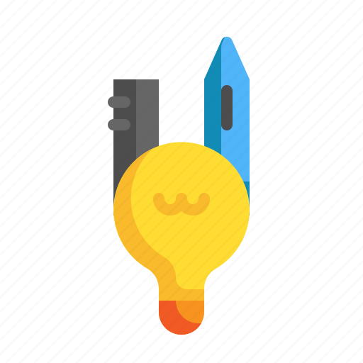 Pencil, ruler, bulb, creative, knowledge, idea, education icon - Download on Iconfinder