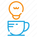 coffee, cup, bulb, knowledge, drink, idea, creative 