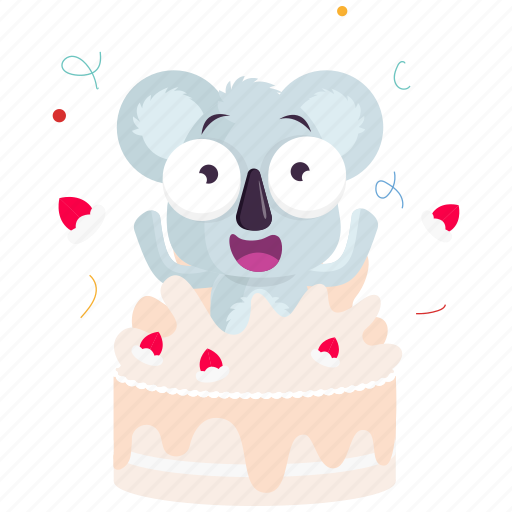 Cake, emoji, emoticon, koala, smiley, sticker, surprise icon - Download on Iconfinder