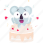 cake, emoji, emoticon, koala, smiley, sticker, surprise 