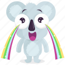 cry, emoji, emoticon, koala, rainbow, smiley, sticker