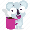 coffee, drink, emoji, emoticon, koala, smiley, sticker