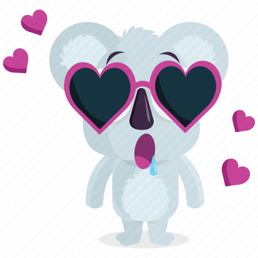 Emoji, emoticon, glasses, koala, love, smiley, sticker icon - Download on Iconfinder