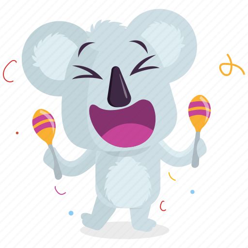 Celebration, emoji, emoticon, koala, maracas, smiley, sticker icon - Download on Iconfinder