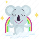 emoji, emoticon, koala, rainbow, smiley, sticker