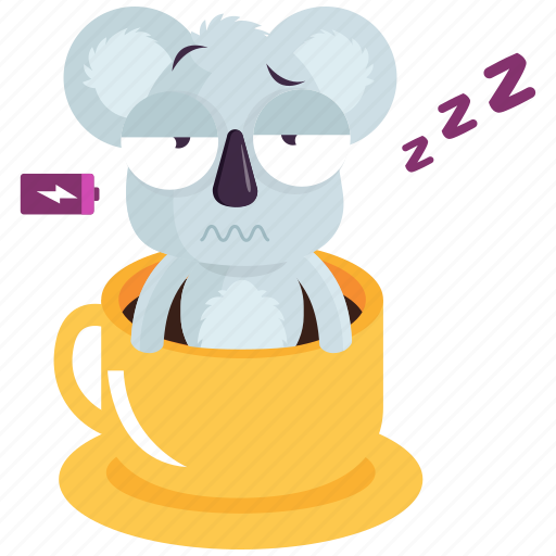 Coffee, emoji, emoticon, koala, smiley, sticker, tired icon - Download on Iconfinder