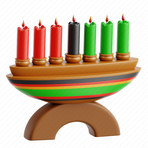 Kinara, candle holder, tradition, celebration, unity, ritual, kwanzaa 3D illustration - Download on Iconfinder