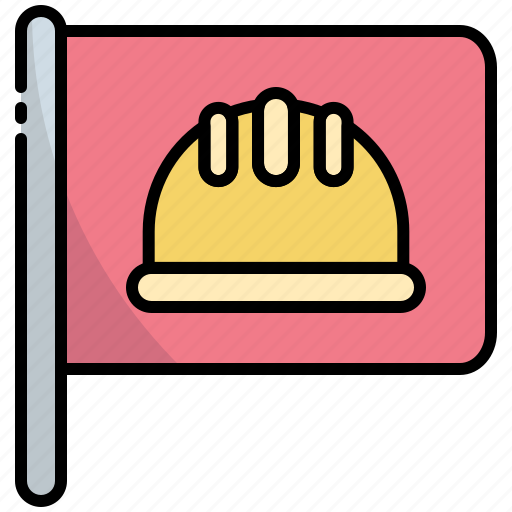 Flag, hard hat, labor, labour, labor day, event icon - Download on Iconfinder
