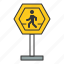 pedestrian crossing, pedestrian crossing sign, road signs, sign, traffic, transport 