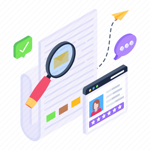 Illustration, vector, isometric, query, analysis, search, inquiry icon - Download on Iconfinder