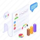 performance, report, document, efficiency, page, sheet, paper, draft, analytics, illustration, vector, isometric 