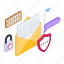 data, security, encryption, confidential, mail, secret, illustration, vector, isometric, shield, email 