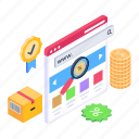 illustration, vector, isometric, search, loupe, magnifier, price, discount, money, analysis